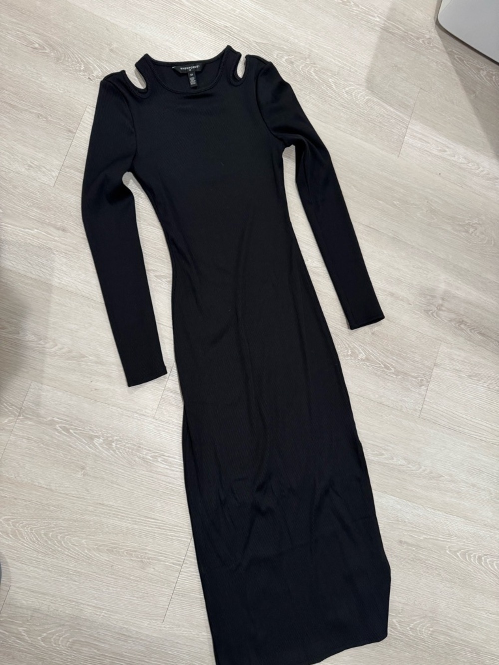 Express Black Long Sleeve Cutout Ribbed Maxi